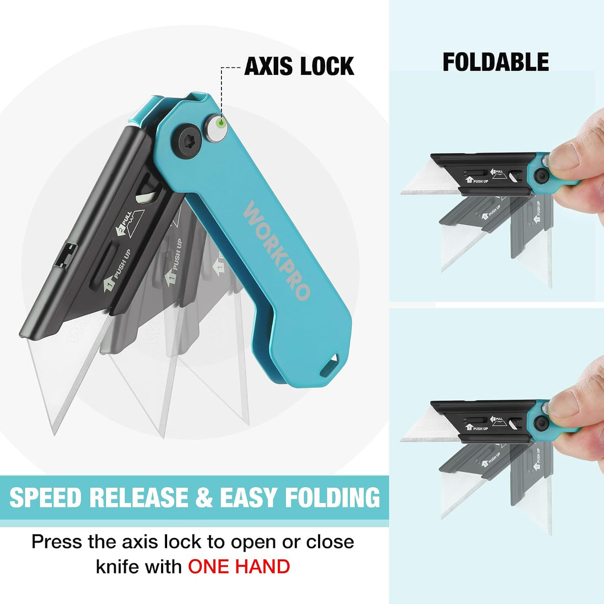 EDC Folding Utility Knife, Mini Box Cutter with Quick Open Axis Lock, Quick Change Blade Razor Knife, Foldable Small Pocket Knife with Belt Clip
