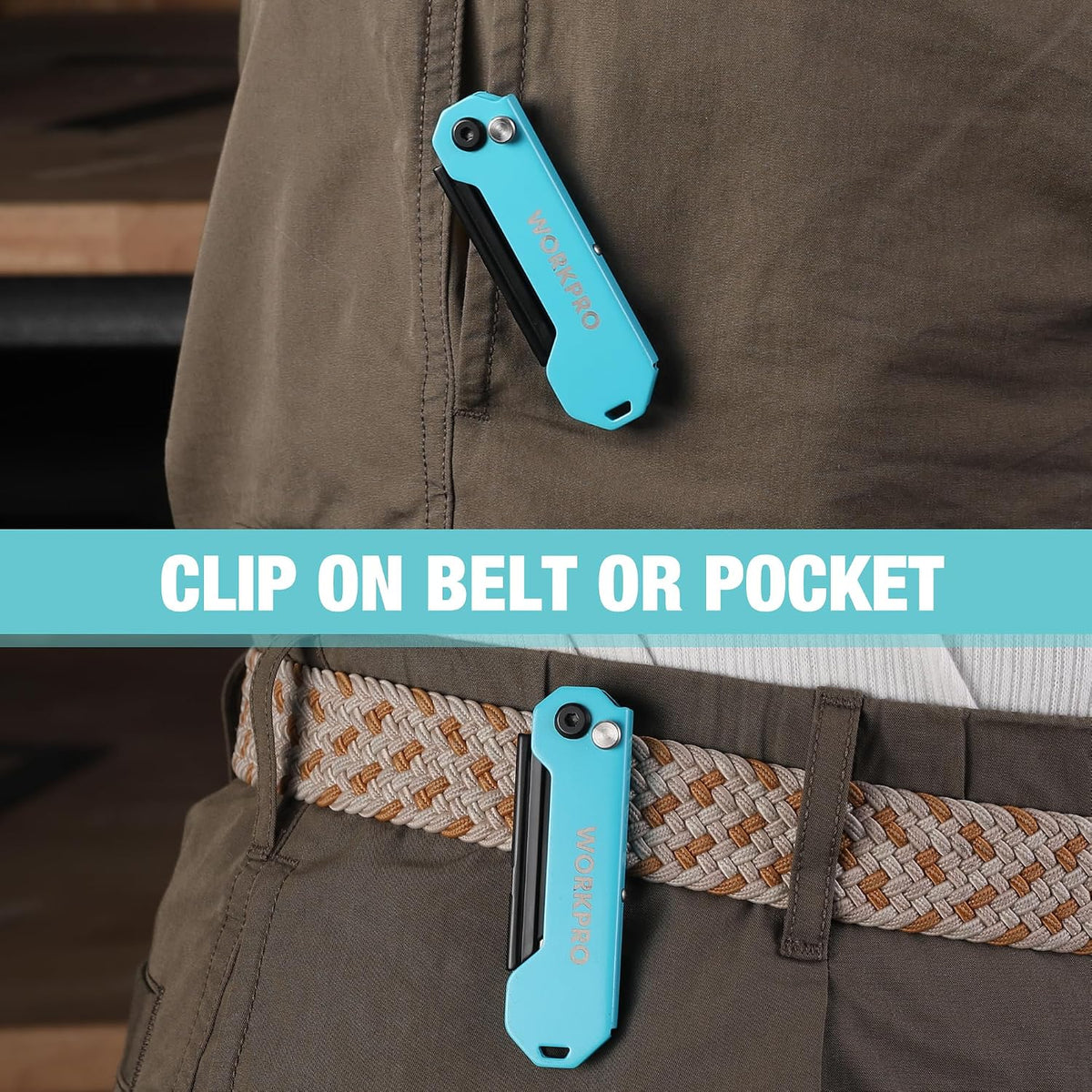EDC Folding Utility Knife, Mini Box Cutter with Quick Open Axis Lock, Quick Change Blade Razor Knife, Foldable Small Pocket Knife with Belt Clip