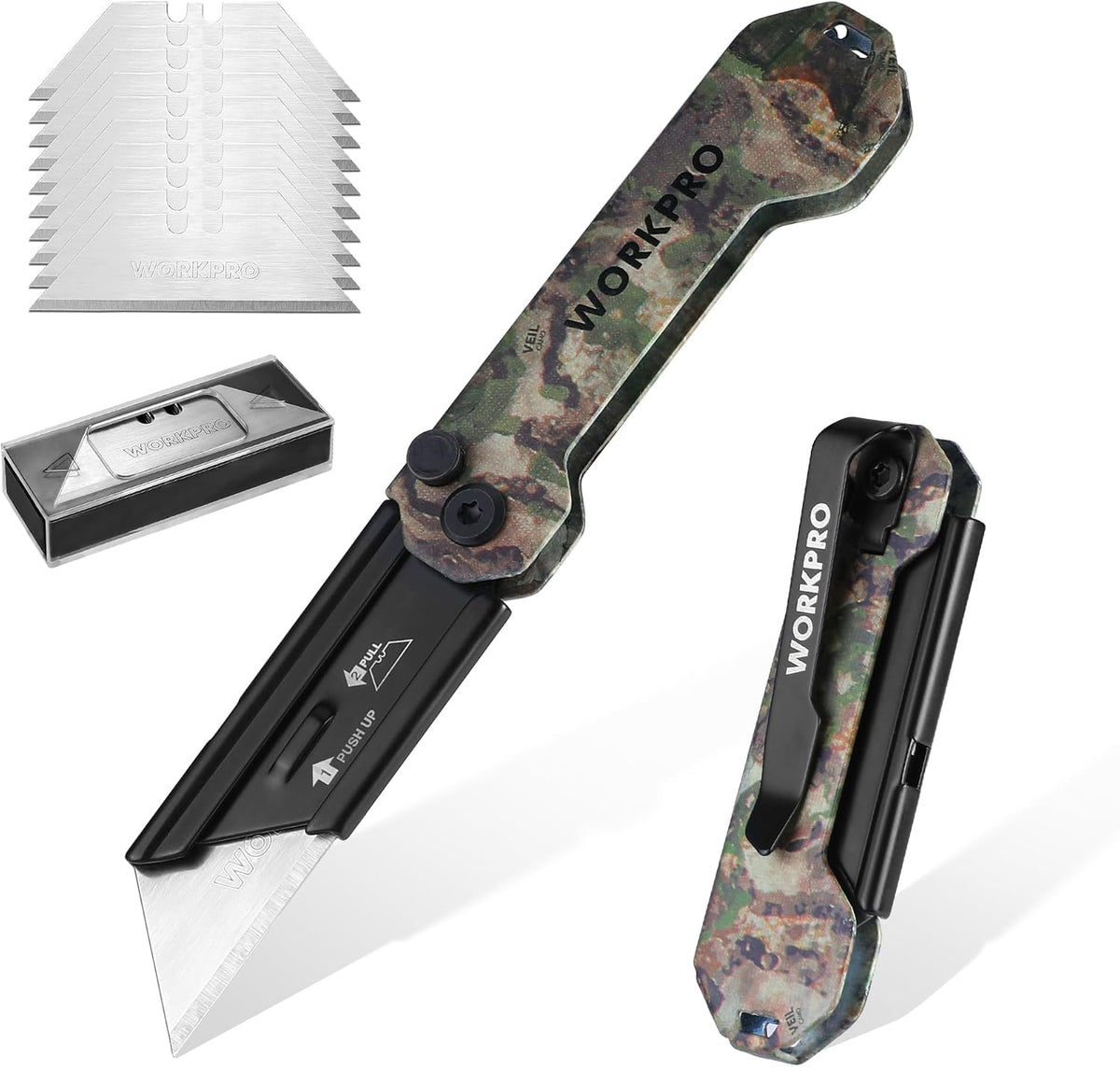 EDC Folding Utility Knife, Mini Box Cutter with Quick Open Axis Lock, Quick Change Blade Razor Knife, Foldable Small Pocket Knife with Belt Clip
