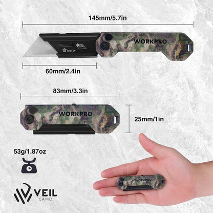 EDC Folding Utility Knife, Mini Box Cutter with Quick Open Axis Lock, Quick Change Blade Razor Knife, Foldable Small Pocket Knife with Belt Clip