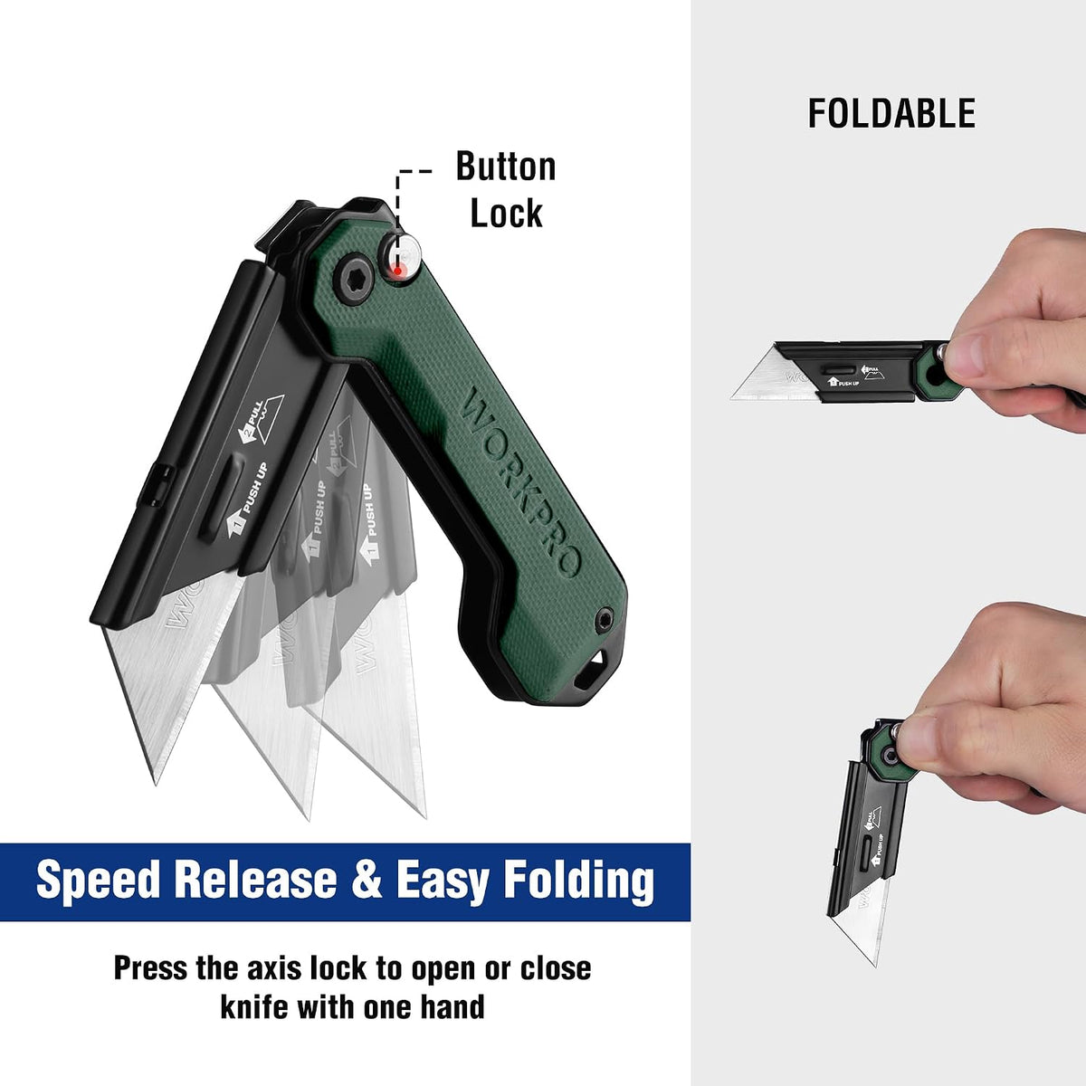 EDC Folding Utility Knife, Mini Box Cutter with Quick Open Axis Lock, Quick Change Blade Razor Knife, Foldable Small Pocket Knife with Belt Clip