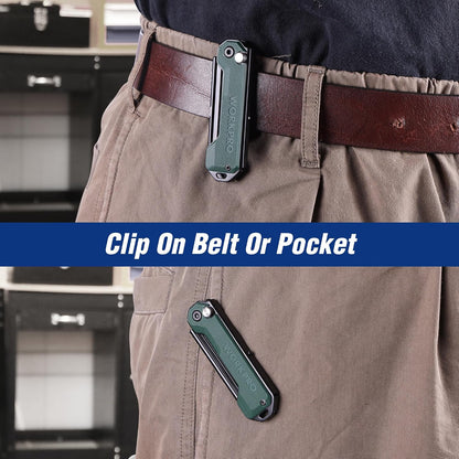 EDC Folding Utility Knife, Mini Box Cutter with Quick Open Axis Lock, Quick Change Blade Razor Knife, Foldable Small Pocket Knife with Belt Clip