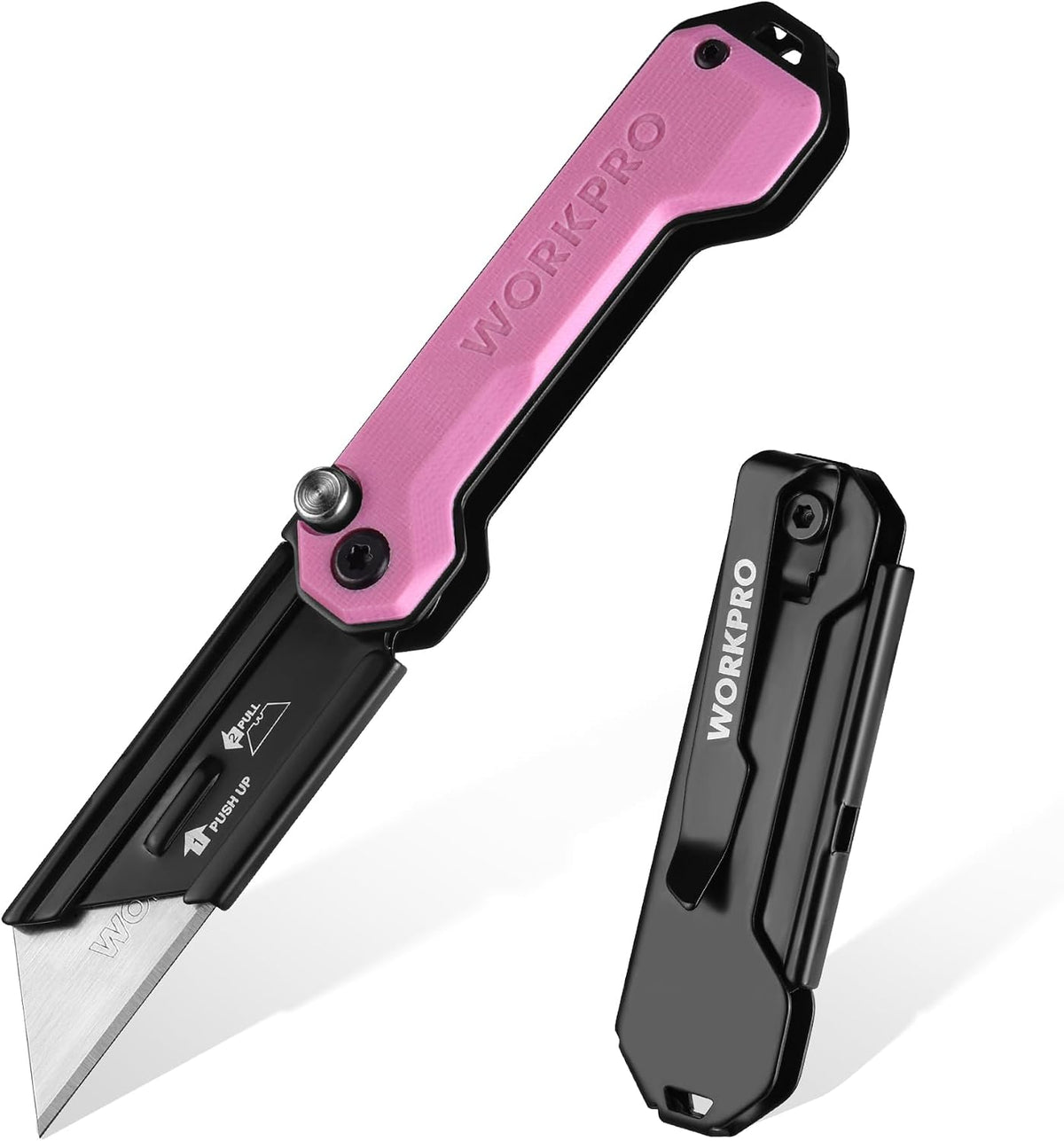 EDC Folding Utility Knife, Mini Box Cutter with Quick Open Axis Lock, Quick Change Blade Razor Knife, Foldable Small Pocket Knife with Belt Clip