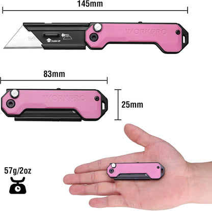 EDC Folding Utility Knife, Mini Box Cutter with Quick Open Axis Lock, Quick Change Blade Razor Knife, Foldable Small Pocket Knife with Belt Clip