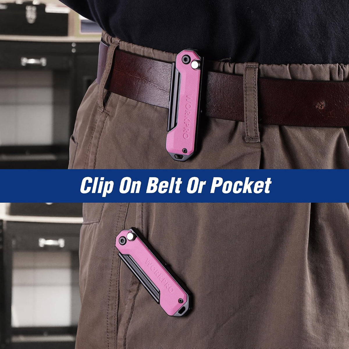 EDC Folding Utility Knife, Mini Box Cutter with Quick Open Axis Lock, Quick Change Blade Razor Knife, Foldable Small Pocket Knife with Belt Clip
