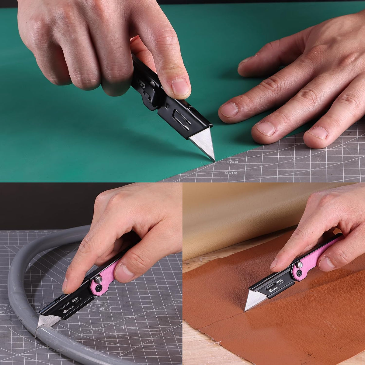 EDC Folding Utility Knife, Mini Box Cutter with Quick Open Axis Lock, Quick Change Blade Razor Knife, Foldable Small Pocket Knife with Belt Clip