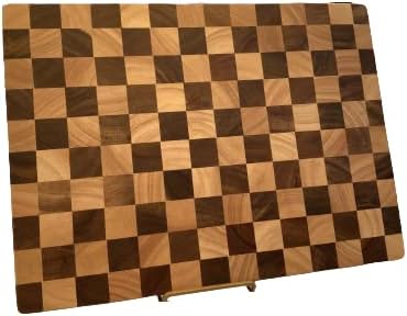 Checker Pattern End Grain Butcher Block. 15" x 11" x 1.2" Thick Kitchen Cutting Board in Acacia Wood. Chef Board, Housewarming Gift, Wedding Gift, Closing Gift. (NO GROOVE_NO ENGRAVE)