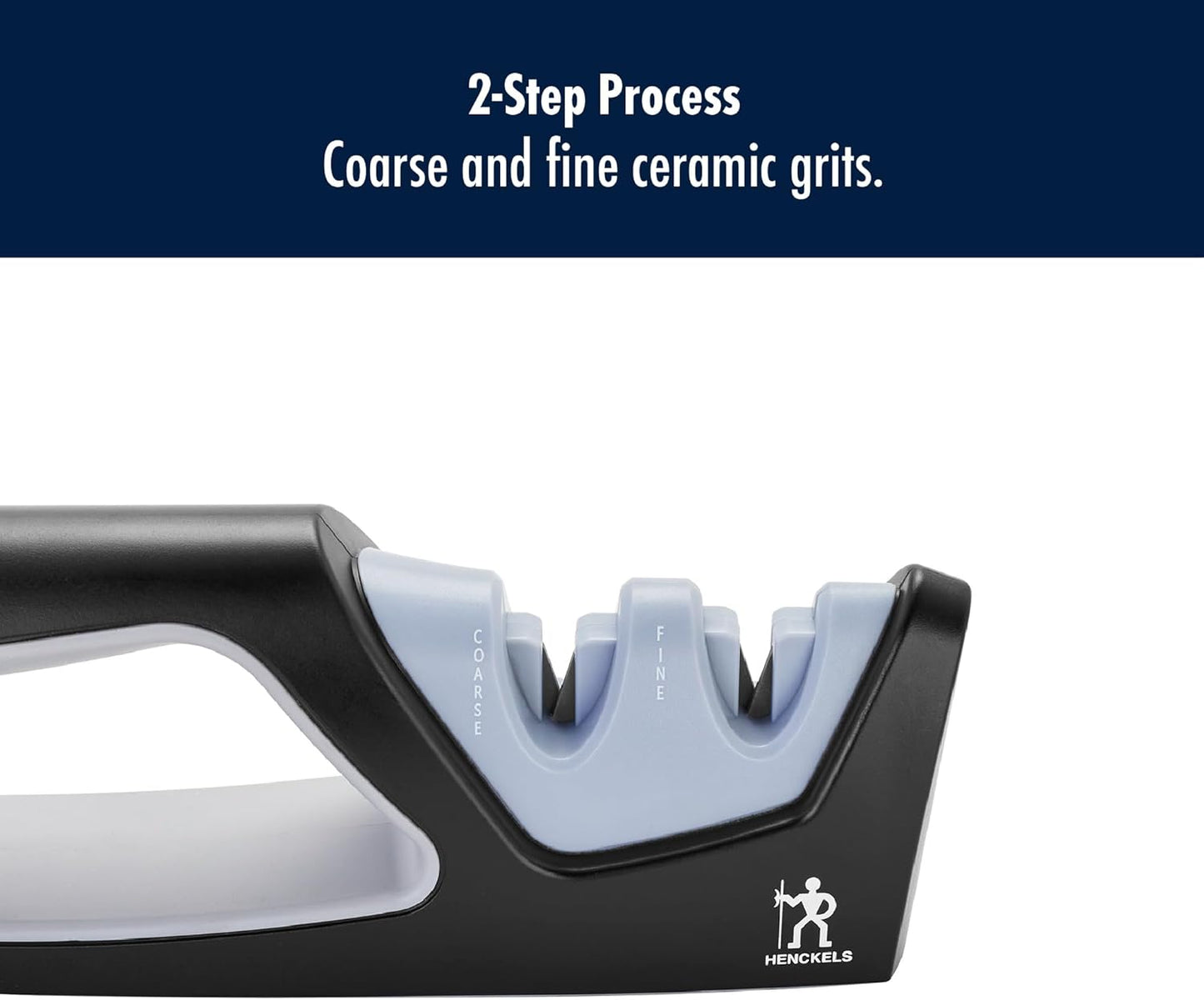 Handheld Knife Sharpener, Easy to Use, Ergonomic Non-Slip Handle | Restores Sharpness in seconds. Manual Pull Through Handheld Knife Sharpener. Easy to Use, Store and Is Durable and Effective.