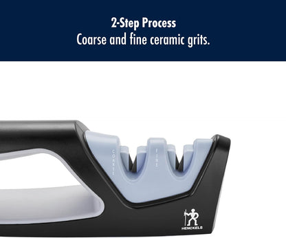 Handheld Knife Sharpener, Easy to Use, Ergonomic Non-Slip Handle | Restores Sharpness in seconds. Manual Pull Through Handheld Knife Sharpener. Easy to Use, Store and Is Durable and Effective.