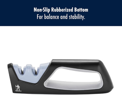 Handheld Knife Sharpener, Easy to Use, Ergonomic Non-Slip Handle | Restores Sharpness in seconds. Manual Pull Through Handheld Knife Sharpener. Easy to Use, Store and Is Durable and Effective.