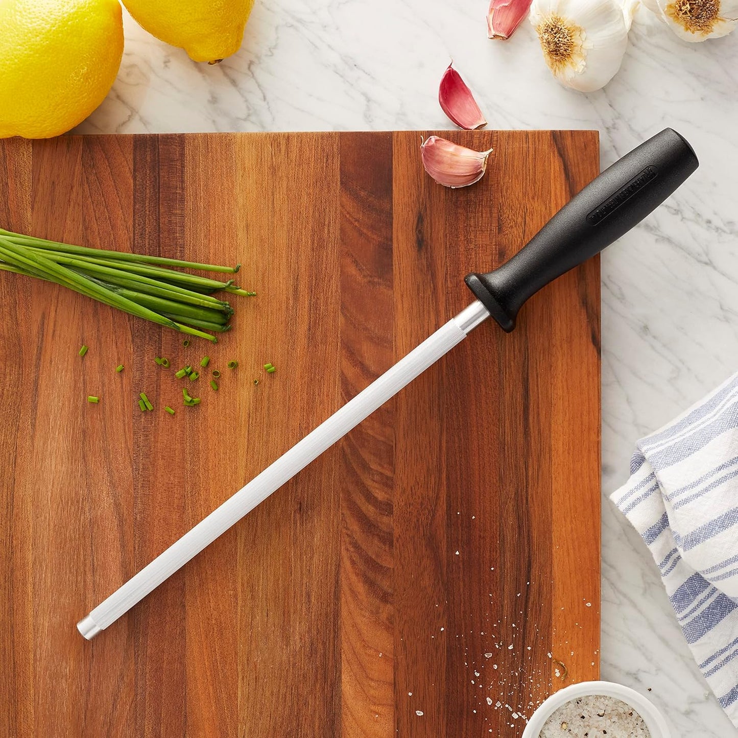 Handheld Knife Sharpener, Easy to Use, Ergonomic Non-Slip Handle | Restores Sharpness in seconds. Manual Pull Through Handheld Knife Sharpener. Easy to Use, Store and Is Durable and Effective.