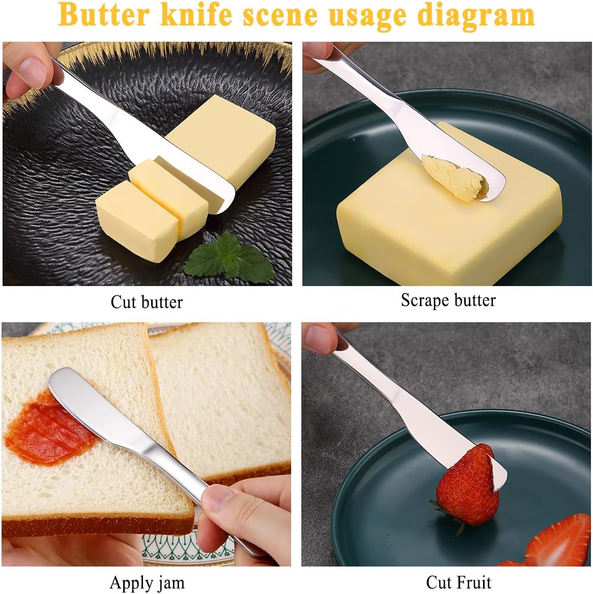 Stainless Steel Butter Knife, Butter Spreader, Butter Knives, Butter Spreader Knife for Kitchen Restaurant Party, Kitchen Gadgets, Set of 4