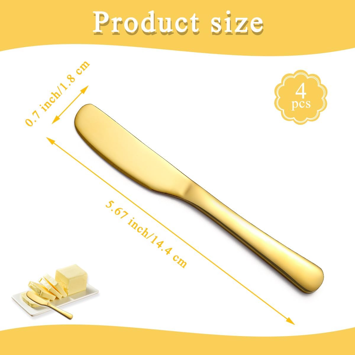 Stainless Steel Butter Knife, Butter Spreader, Butter Knives, Butter Spreader Knife for Kitchen Restaurant Party, Kitchen Gadgets, Set of 4