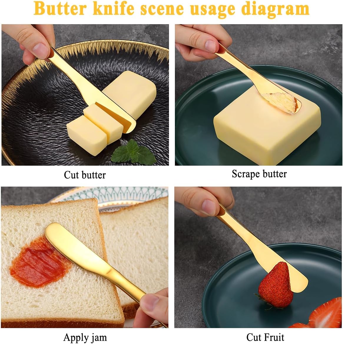 Stainless Steel Butter Knife, Butter Spreader, Butter Knives, Butter Spreader Knife for Kitchen Restaurant Party, Kitchen Gadgets, Set of 4