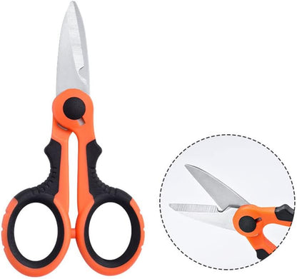 2 Pcs Fishing Scissors Multi-Purpose Cutting Electrician Tools Stainless Steel Serrated Electrician Shears for Cut Electrical Wire Iron Wires Meat Poultry Chicken