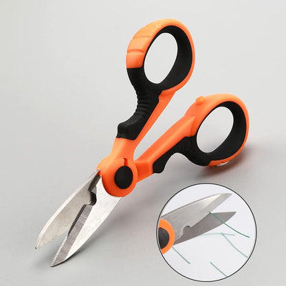 2 Pcs Fishing Scissors Multi-Purpose Cutting Electrician Tools Stainless Steel Serrated Electrician Shears for Cut Electrical Wire Iron Wires Meat Poultry Chicken