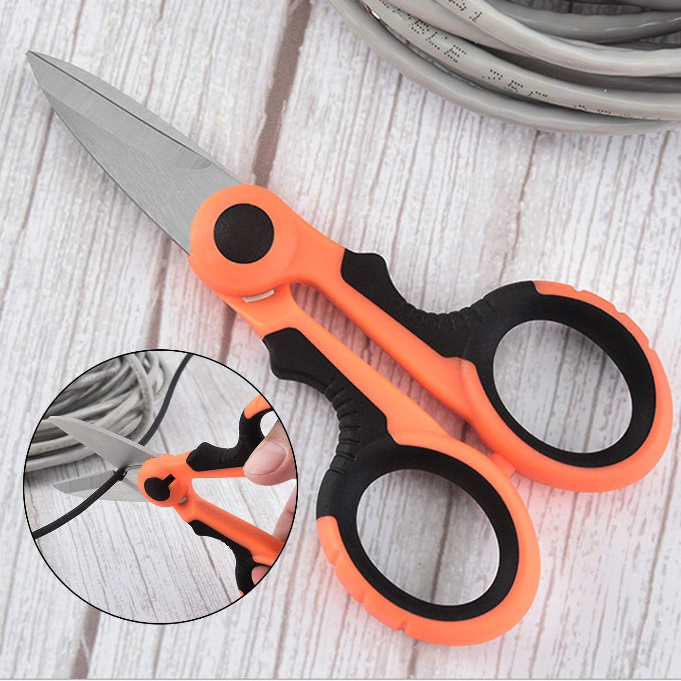 2 Pcs Fishing Scissors Multi-Purpose Cutting Electrician Tools Stainless Steel Serrated Electrician Shears for Cut Electrical Wire Iron Wires Meat Poultry Chicken