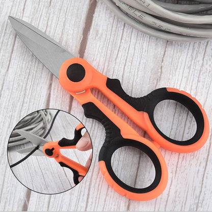 2 Pcs Fishing Scissors Multi-Purpose Cutting Electrician Tools Stainless Steel Serrated Electrician Shears for Cut Electrical Wire Iron Wires Meat Poultry Chicken