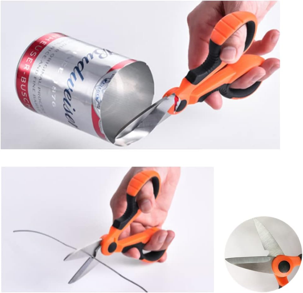 2 Pcs Fishing Scissors Multi-Purpose Cutting Electrician Tools Stainless Steel Serrated Electrician Shears for Cut Electrical Wire Iron Wires Meat Poultry Chicken