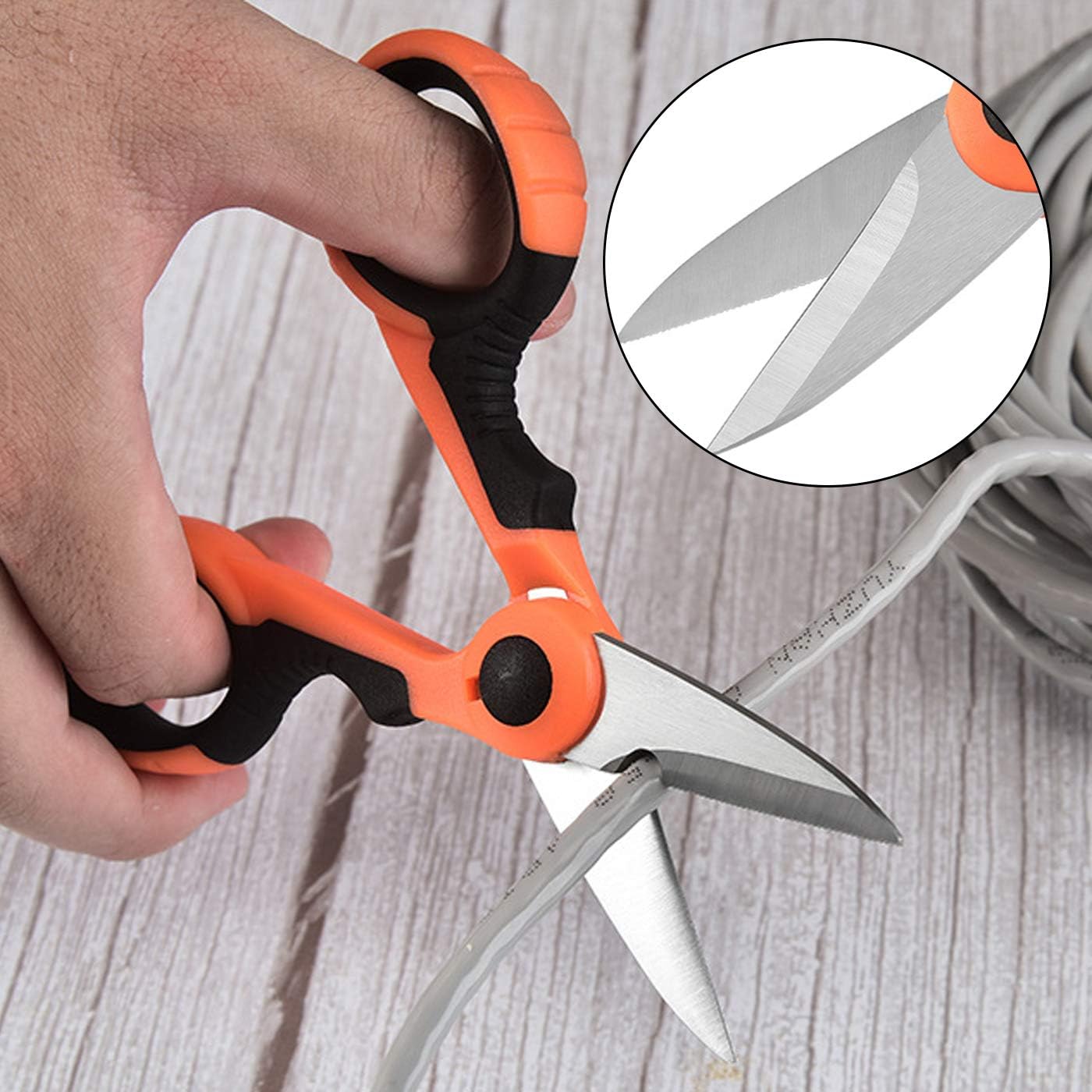 2 Pcs Fishing Scissors Multi-Purpose Cutting Electrician Tools Stainless Steel Serrated Electrician Shears for Cut Electrical Wire Iron Wires Meat Poultry Chicken