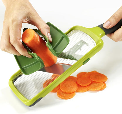 Multi-Grip Hand-held Kitchen Mandoline, Fruit and Vegetable Slicer with Food Grip and Adjustable Blades, Dishwasher Safe