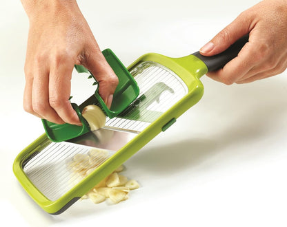 Multi-Grip Hand-held Kitchen Mandoline, Fruit and Vegetable Slicer with Food Grip and Adjustable Blades, Dishwasher Safe