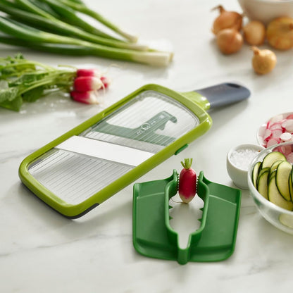 Multi-Grip Hand-held Kitchen Mandoline, Fruit and Vegetable Slicer with Food Grip and Adjustable Blades, Dishwasher Safe