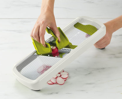 Multi-Grip Hand-held Kitchen Mandoline, Fruit and Vegetable Slicer with Food Grip and Adjustable Blades, Dishwasher Safe