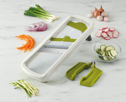 Multi-Grip Hand-held Kitchen Mandoline, Fruit and Vegetable Slicer with Food Grip and Adjustable Blades, Dishwasher Safe