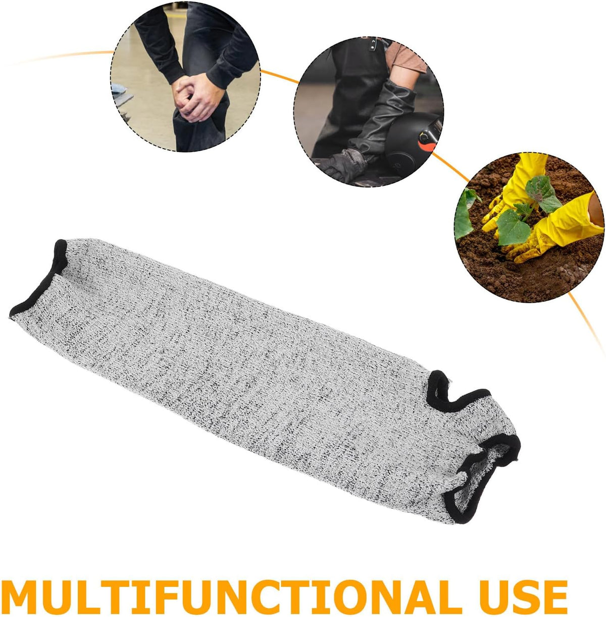 Cut Resistant Arm Protector Sleeves Level 5, 40cm Long Breathable Forearm Guards with Thumb Hole for Farming, Kitchen Work, and Welding Safety