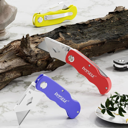 Knife 7 Pack Box Cutters, Back Lock Design, Quick Change Blade, Razor Knife Folding Utility Knives for Work, Boxes, Cardboard, Carton, Carpet