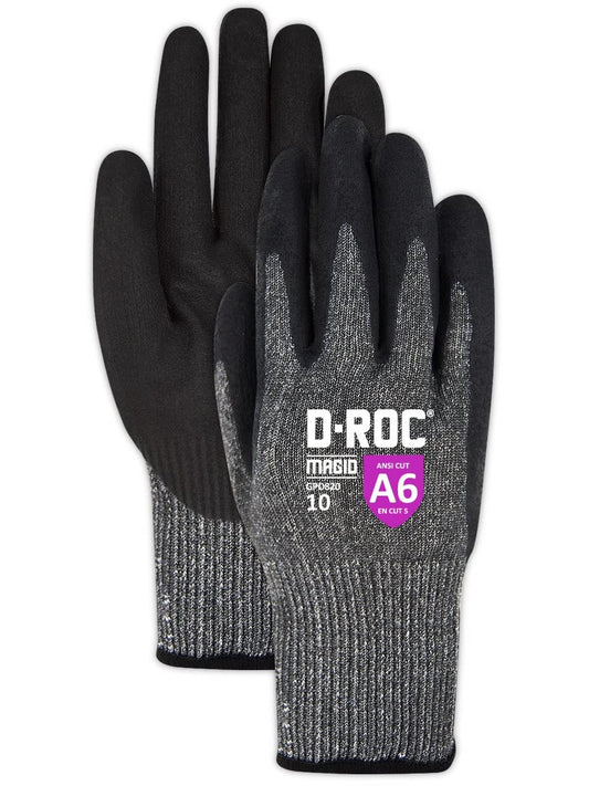 MAGID D-ROC ANSI A6 NitriX Palm Coated Touchscreen Gloves, 1 Pair, Size 10/XL, GPD820