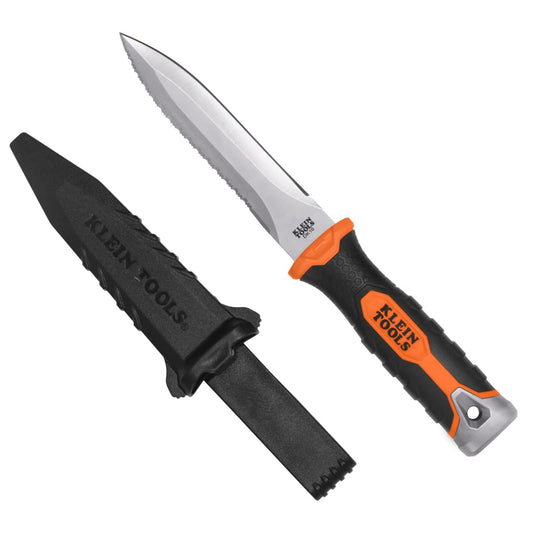 DK16 Double-Edged Duct Knife, Serrated Stainless Steel Blade, Designed for Duct Board and Insulation, Fixed Blade Knife with Sheath, 5-1/2-Inch