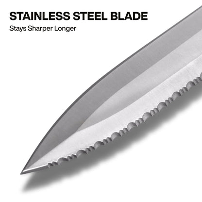 DK16 Double-Edged Duct Knife, Serrated Stainless Steel Blade, Designed for Duct Board and Insulation, Fixed Blade Knife with Sheath, 5-1/2-Inch