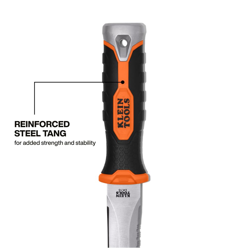 DK16 Double-Edged Duct Knife, Serrated Stainless Steel Blade, Designed for Duct Board and Insulation, Fixed Blade Knife with Sheath, 5-1/2-Inch