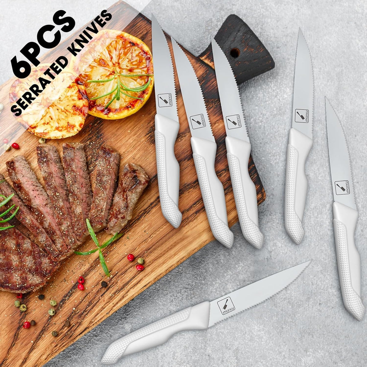 ® 14-Piece Kitchen Knife Set with Block and Sharpener, Professional Stainless Steel with Non-Slip Ergonomic Handle, Dishwasher Safe, Home Essential, Gray-White