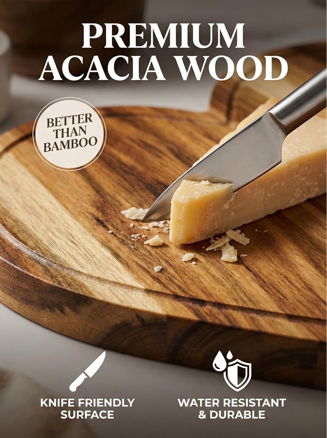 Heart Charcuterie Board 16 x 13.2 Inches - Acacia Wood Cutting Board, Heart Shaped Serving Tray - Mother’s Day Gifts for Mom, Wife, Grandma, Birthday Gifts for Mother & Grandmother