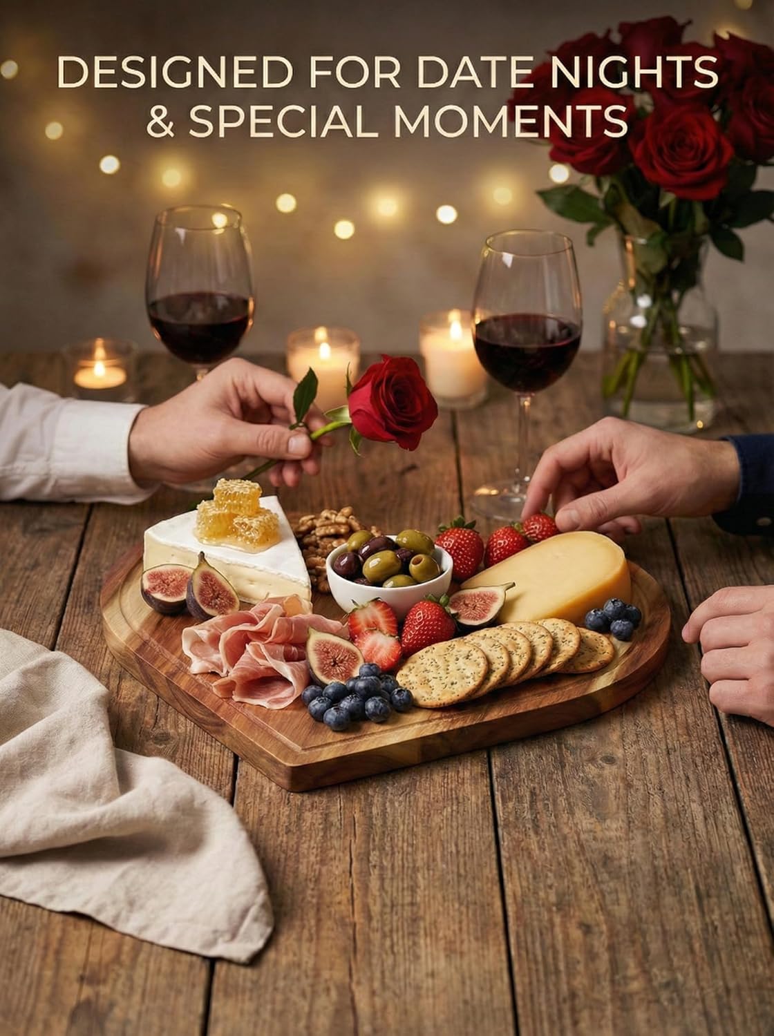 Heart Charcuterie Board 16 x 13.2 Inches - Acacia Wood Cutting Board, Heart Shaped Serving Tray - Mother’s Day Gifts for Mom, Wife, Grandma, Birthday Gifts for Mother & Grandmother