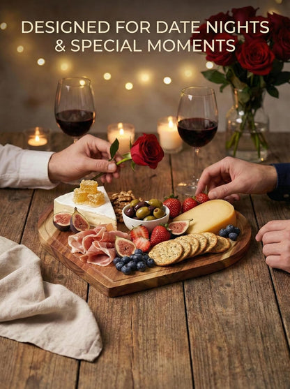 Heart Charcuterie Board 16 x 13.2 Inches - Acacia Wood Cutting Board, Heart Shaped Serving Tray - Mother’s Day Gifts for Mom, Wife, Grandma, Birthday Gifts for Mother & Grandmother