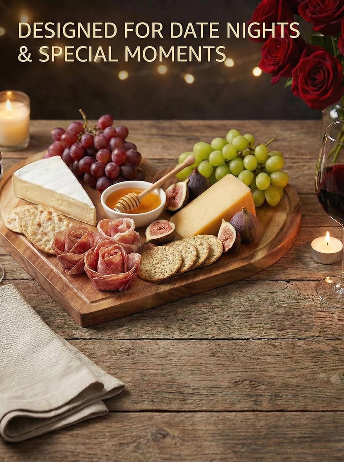 Heart Charcuterie Board 16 x 13.2 Inches - Acacia Wood Cutting Board, Heart Shaped Serving Tray - Mother’s Day Gifts for Mom, Wife, Grandma, Birthday Gifts for Mother & Grandmother