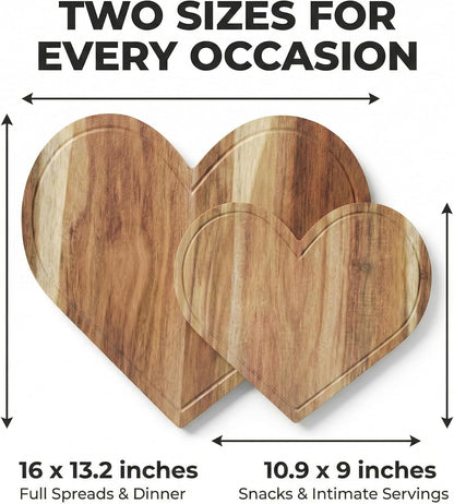 Heart Charcuterie Board 16 x 13.2 Inches - Acacia Wood Cutting Board, Heart Shaped Serving Tray - Mother’s Day Gifts for Mom, Wife, Grandma, Birthday Gifts for Mother & Grandmother