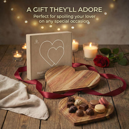 Heart Charcuterie Board 16 x 13.2 Inches - Acacia Wood Cutting Board, Heart Shaped Serving Tray - Mother’s Day Gifts for Mom, Wife, Grandma, Birthday Gifts for Mother & Grandmother