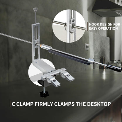 CWOVRS S09 Precision Knife Sharpening System–Quick C-Clamp Fixed-Angle Knife Sharpener W/ 2-Adjustable Angle System (15°–27°), 360° Flip Dual Clamp, Chef Kitchen Knife Sharpener, 6 Premium Stones Kit