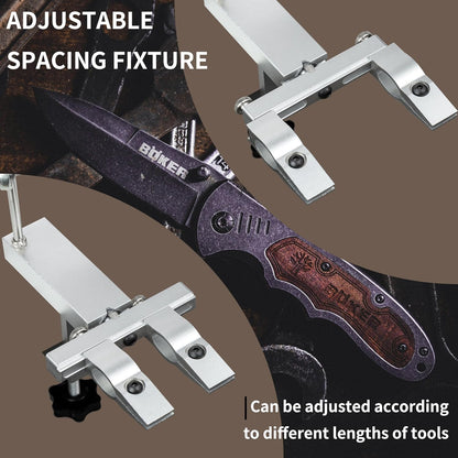 CWOVRS S09 Precision Knife Sharpening System–Quick C-Clamp Fixed-Angle Knife Sharpener W/ 2-Adjustable Angle System (15°–27°), 360° Flip Dual Clamp, Chef Kitchen Knife Sharpener, 6 Premium Stones Kit