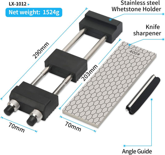 Diamond Sharpening Stone Holder Set with Simple Adjustment Screws Holds the Stone Securely with Diomand Knife Sharpener Stones 丨 Durable Quality and Exquisite Design Blue