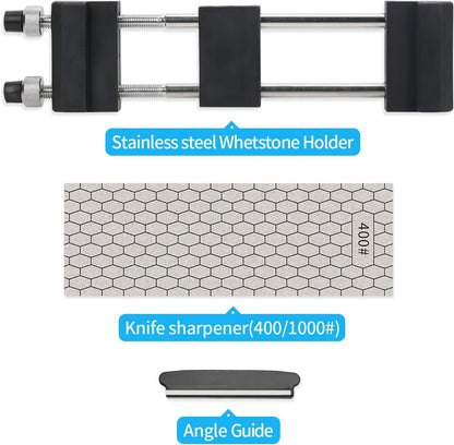 Diamond Sharpening Stone Holder Set with Simple Adjustment Screws Holds the Stone Securely with Diomand Knife Sharpener Stones 丨 Durable Quality and Exquisite Design Blue