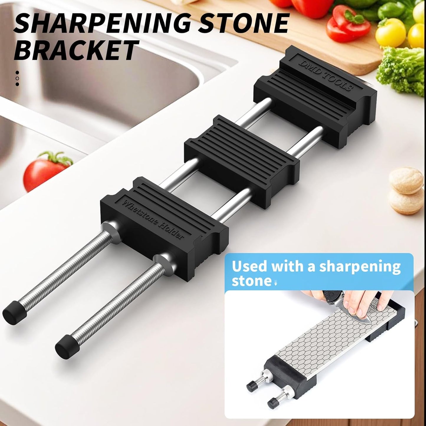 Diamond Sharpening Stone Holder Set with Simple Adjustment Screws Holds the Stone Securely with Diomand Knife Sharpener Stones 丨 Durable Quality and Exquisite Design Blue