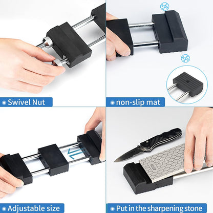 Diamond Sharpening Stone Holder Set with Simple Adjustment Screws Holds the Stone Securely with Diomand Knife Sharpener Stones 丨 Durable Quality and Exquisite Design Blue