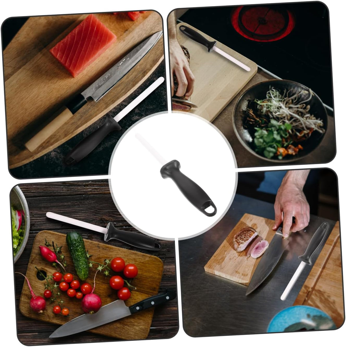 Professional Cutter Sharpener Stone Ergonomic Sharpening Tool for Kitchen Knives Scissors Shears Ceramic Honing Rod Comfortable Handle Safe and Reusable