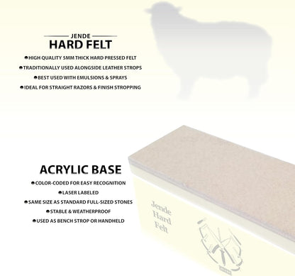210x70mm Hard Felt Knife Strop-Mounted to 3/4" Acrylic Base-For Razor and Knife Stropping